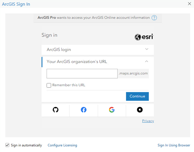 ArcGIS login