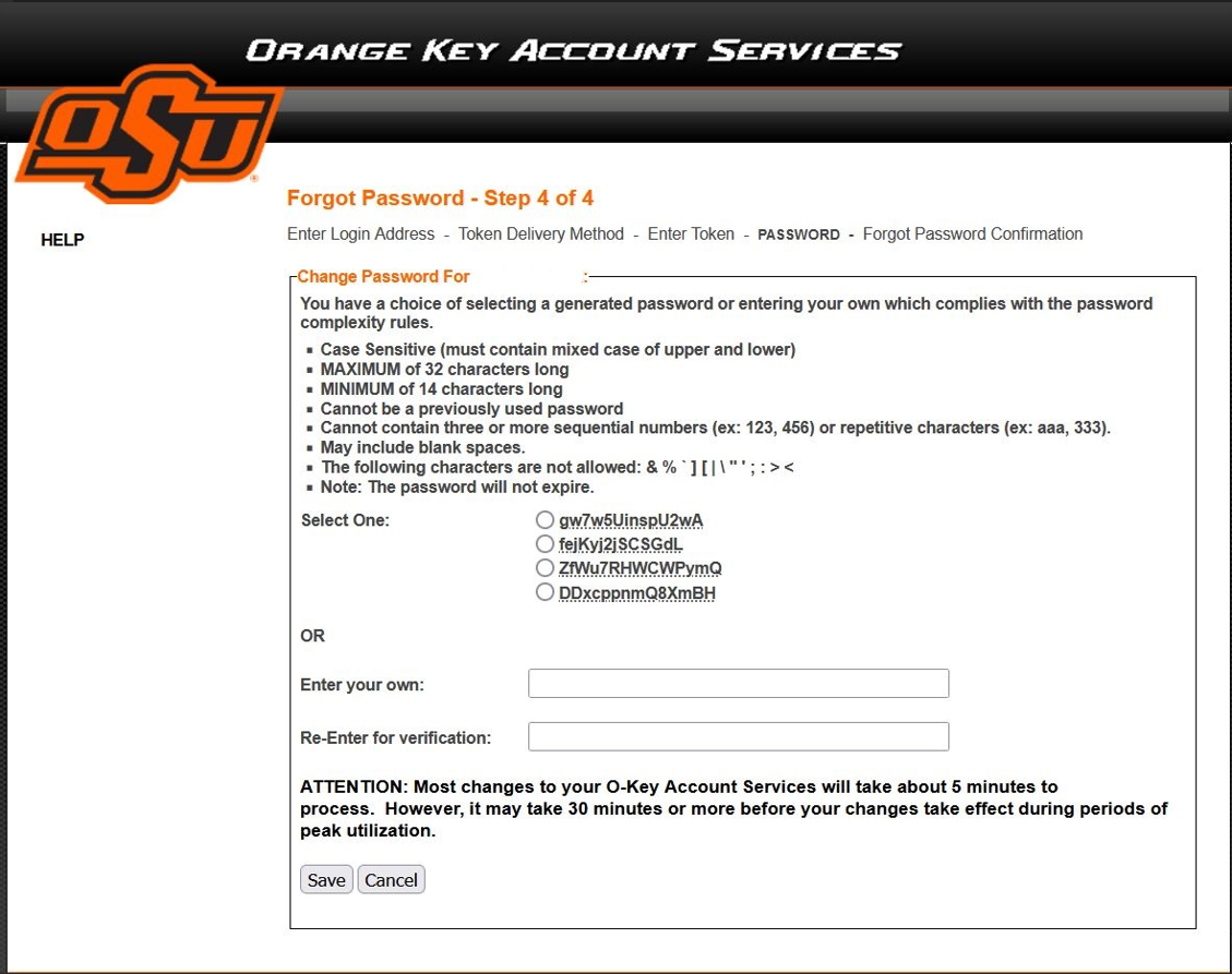 Password requirements