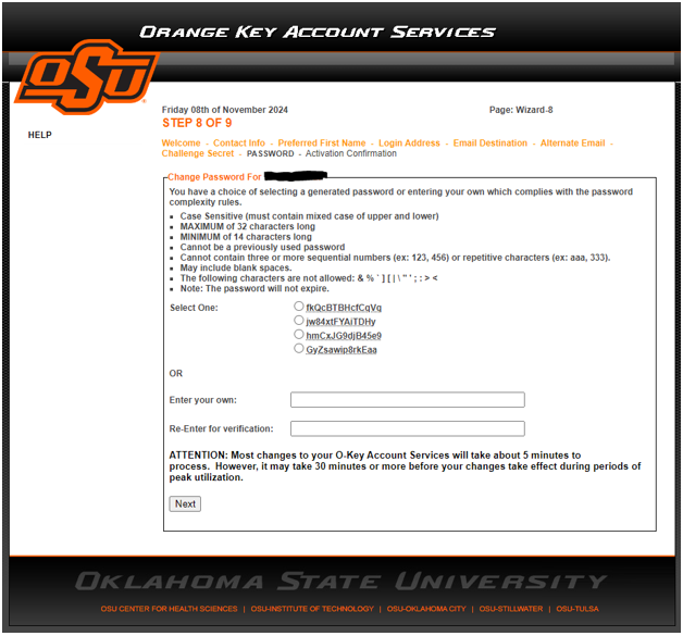 Password Requirements Screenshot