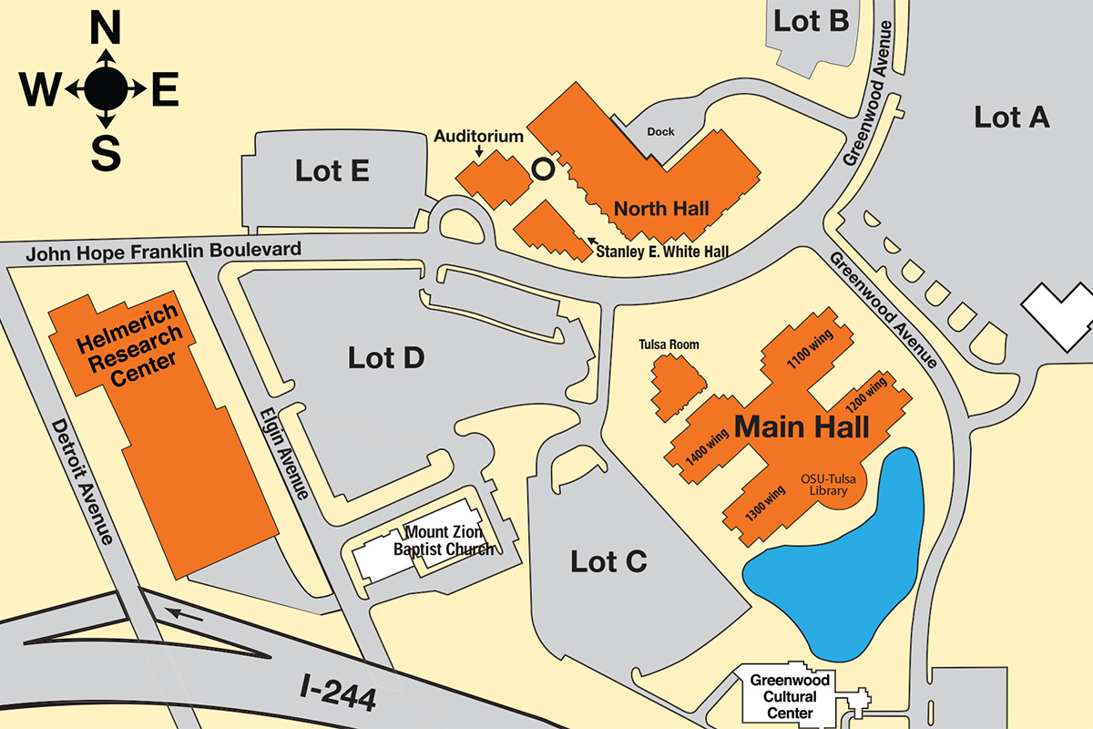 Screenshot of OSU-Tulsa campus map
