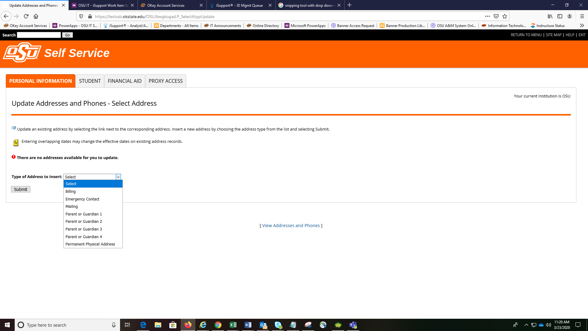 update address and phones