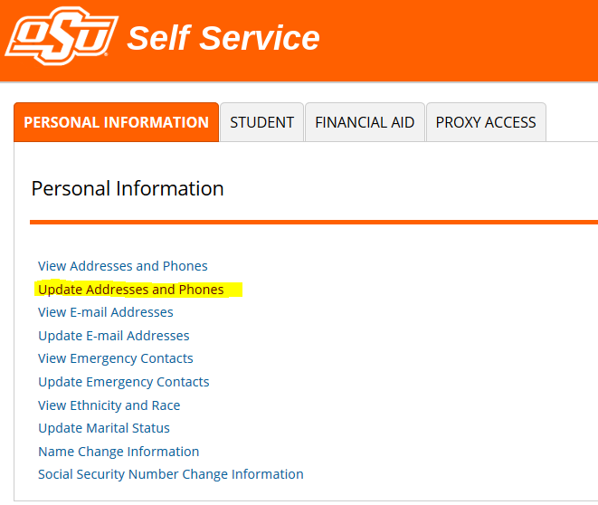 Selecting the personal information tab.