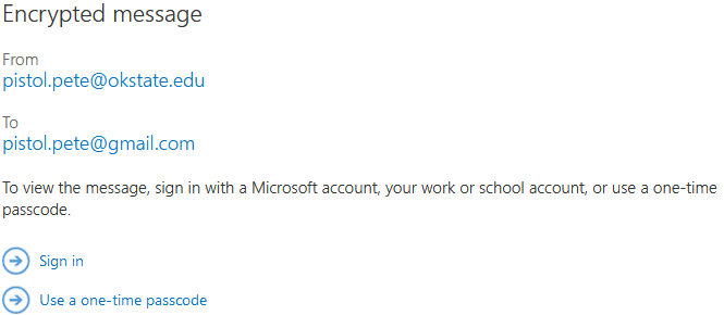 Encrypted Message page