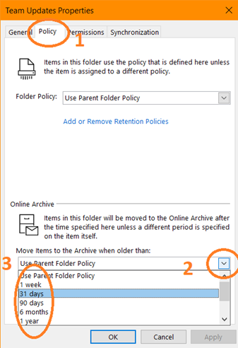 the team updates properties window