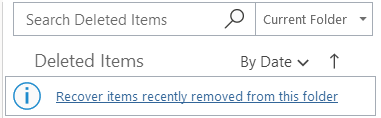 Recover items recently removed from this folder button.