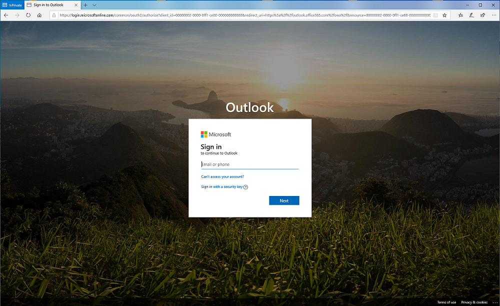 The sign-in screen for cowboy mail where you input your email address.