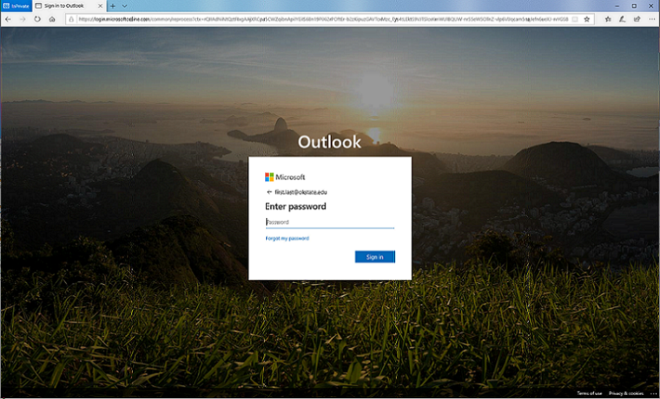 The sign-in screen for cowboy mail where you input your password.