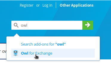 Searching Thunderbird Add-on manager for "Owl for Exchange"