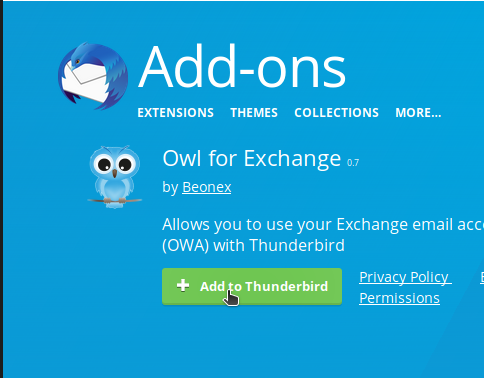 Owl for Exchange Add-On page