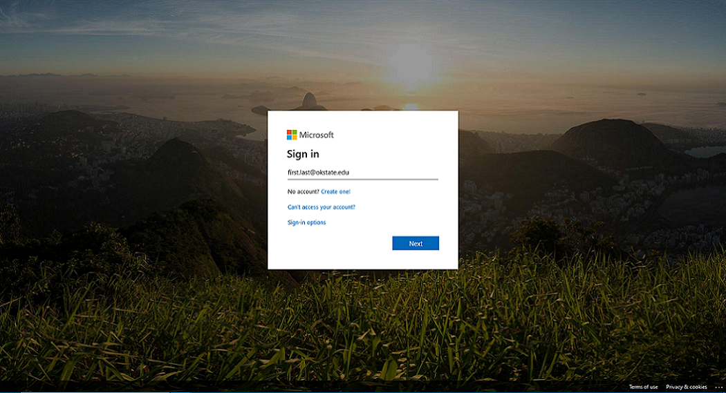 Picture showcasing the sign in screen, specifically the email part of the login.