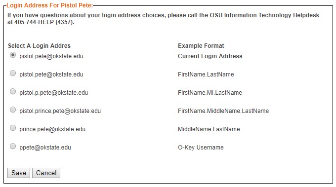 Change LogIn Address
