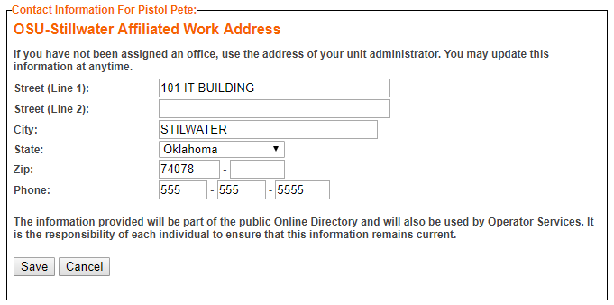 screenshot showing the form where you edit your contact information