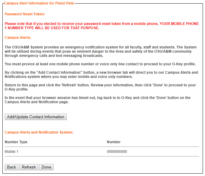 screenshot showcasing the form where you can add/update contact your contact information