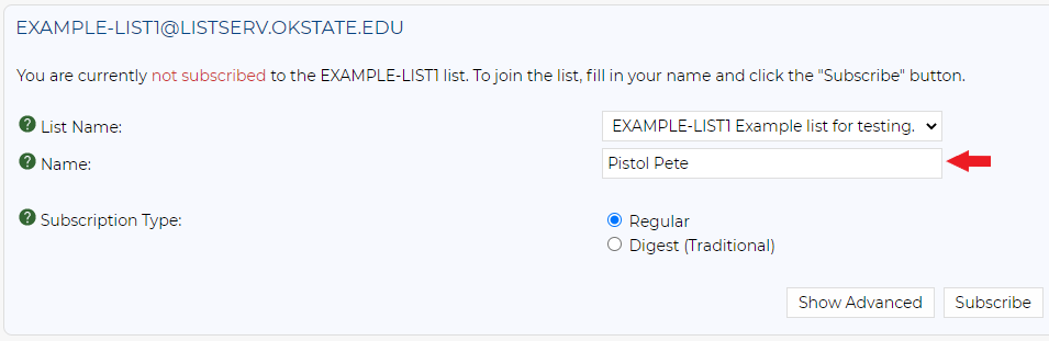 Example of how to subscribing to a page