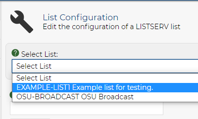 List Configuration