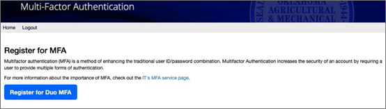 Message to register for Duo MFA