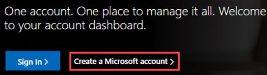 Creating a Microsoft account
