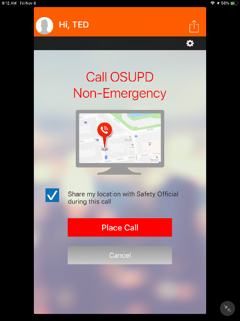 Rave Guardian Call OSU PD non-emergency screenshot