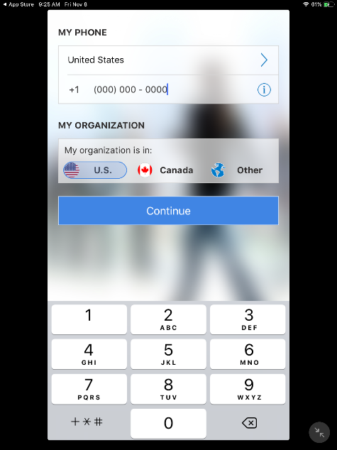 Adding phone number and U.S. as country of organization