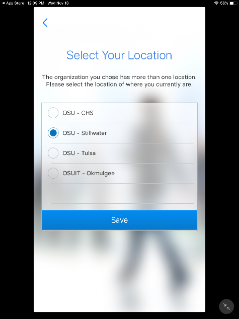 Rave Guardian App - Select Your Location