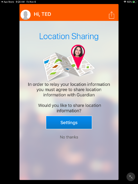 Rave Guardian App - Location Sharing