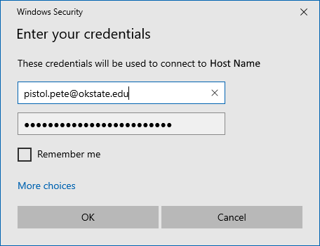 Windows Security. Enter your credentials
