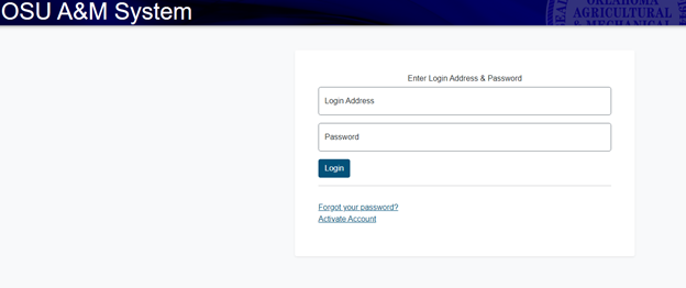 OSU A&M login screen