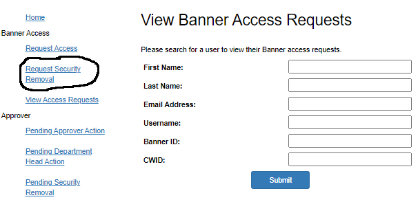 Access Security Removallink page