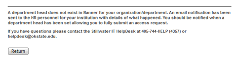 No Department Head message page